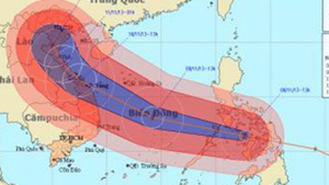 Đường đi và vị trí cơn bão Haiyan (14 giờ 30 phút ngày 8-11). Ảnh: TTDBKTTVT.Ư