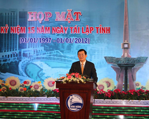 Chủ tịch nước Trương Tấn Sang phát biểu tại buổi lễ. Ảnh: TTXVN