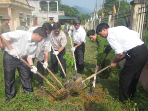 Các đại biểu trồng cây xanh lưu niệm hưởng ứng ngày Môi trường thế giới.