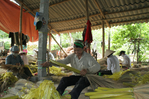 Gia đình anh Nguyễn Văn Hạnh, xóm Mỏ, xã Dân Hạ đầu tư xưởng làm chổi chít, tạo việc làm thêm cho trên 10 lao động, thu nhập bình quân trên 2 triệu đồng/người/tháng.

